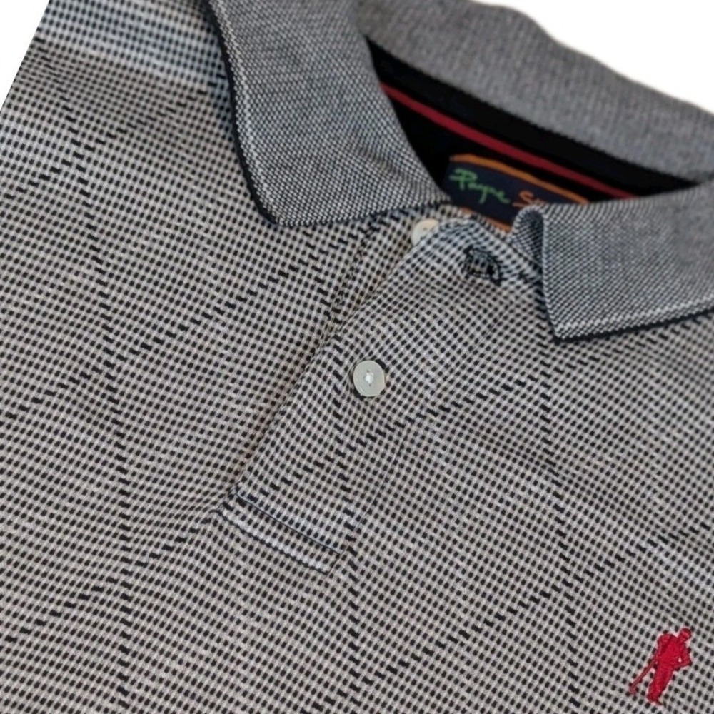 Payne Stewart Mens XL Gray Argyle Cotton Short Sleeve Polo Golf Shirt Logo